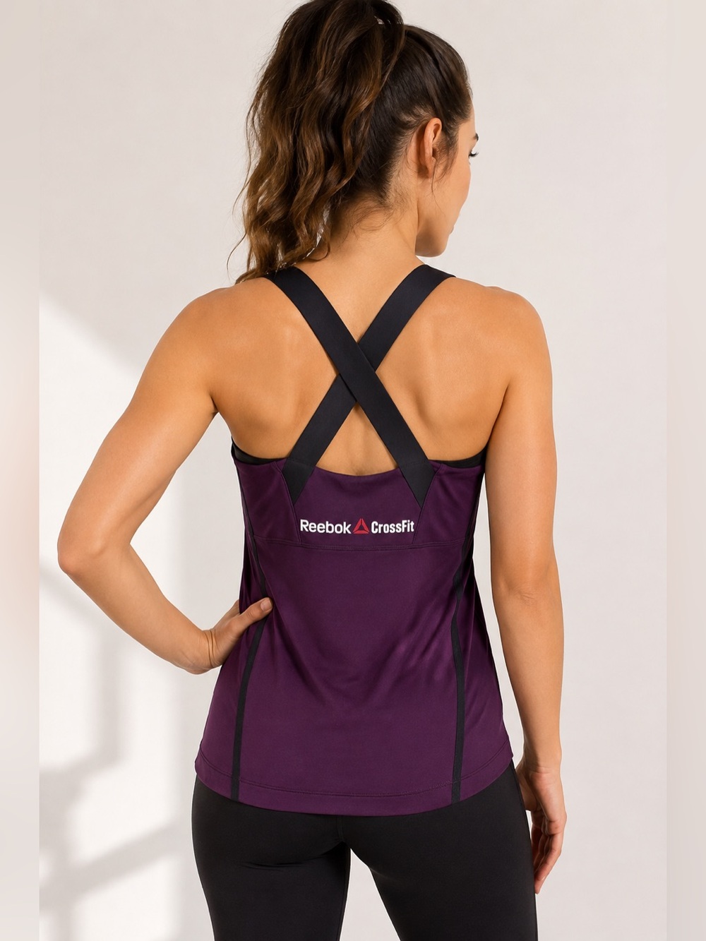 Reebok Plum Crossback Performance Tank with Black Straps